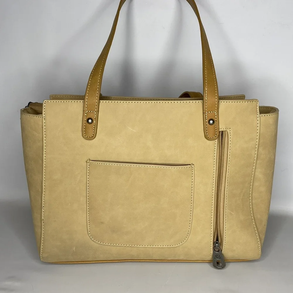 American Bling Concealed Carry Tan Purse Studded Detail Shoulder Bag Zip Closure